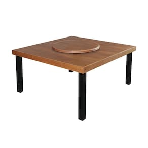Mesa De Jantar Indústrial Sophia 1,50M Quadrada Com Prato Giratório - Castanho - Marrom
