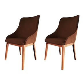 Kit 2 Cadeiras De Jantar Estofada Elisa Anatômica Couro Pu Caramelo Base Madeira Maciça Mel Marrom