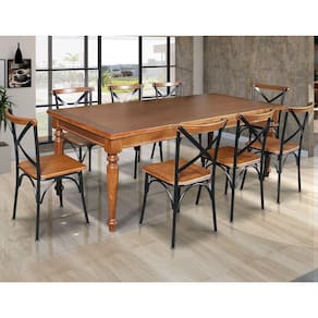 Conjunto Jantar Mesa Leonora 240X100 Com 8 Cadeiras Paris Base Alumínio - Castanho - Marrom