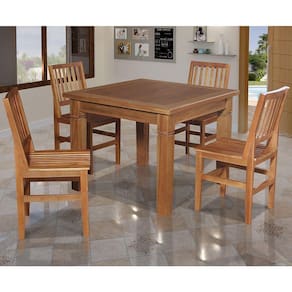 Mesa Jantar Estela 1M Pés Diamante Em Com 4 Cadeiras Ripada Confort Castanho - Marrom