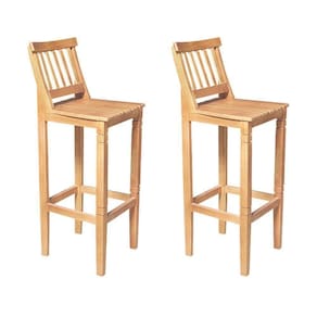 Kit 2 Banquetas Alta De Ripada Com Encosto Confort - Natural - Bege