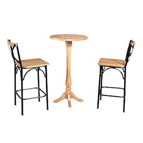 Conjunto Bistrô Industrial Mesa Com 2 Banquetas Alta Paris - Natural - Marrom