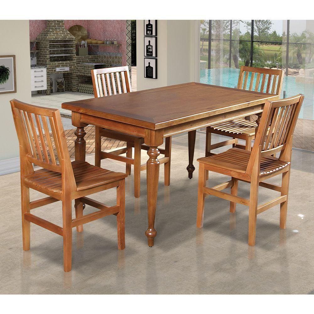 Conj Jantar Mesaça Rústica Franscisca 140X80 4 Cad Ripad Confort Castanho - Marrom
