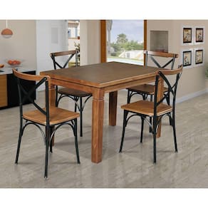 Mesa Jantar Retangular Aurora 120X80 Com 4 Cadeiras Paris Base Alumínio - Castanho - Marrom
