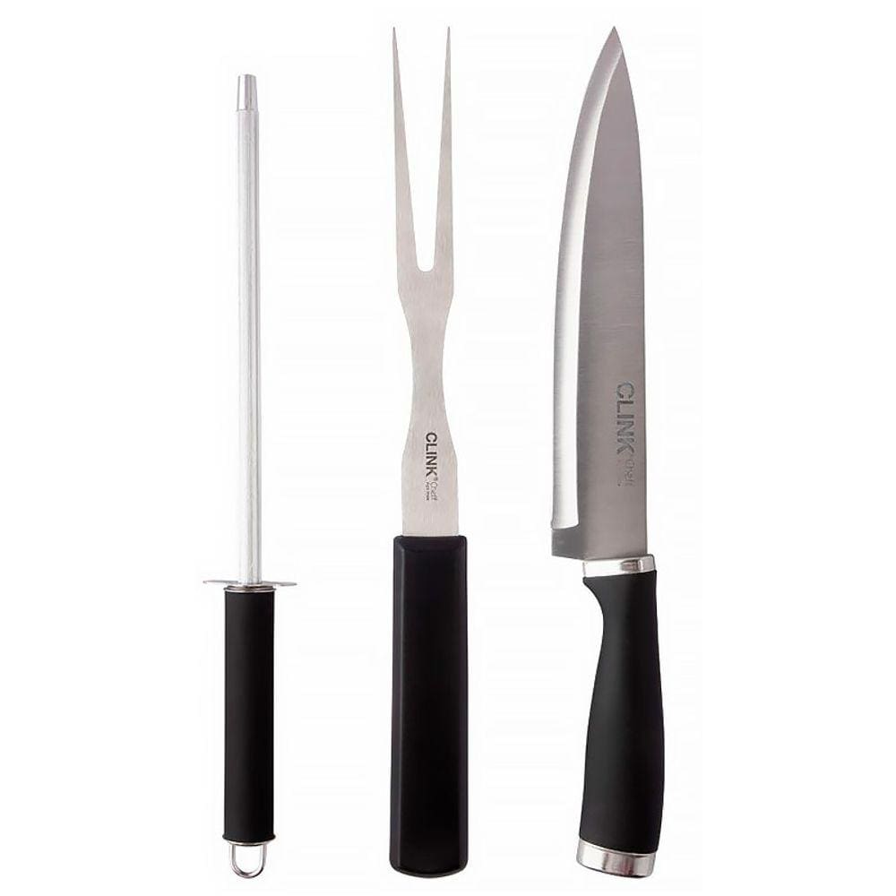Conjunto de Faca e Garfo Churrasco Linha Cheff 3 pçs CK5968 - Clink