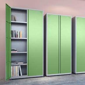 Armário 2 Portas 4 Prateleiras AP403SL Aço Pandin Móveis Cinza/Verde Miró