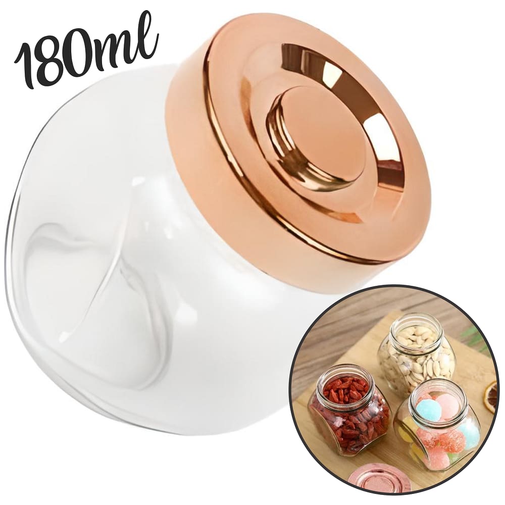 Porta Tempero Rose Gold Frasco de Vidro Tampa Rosca / Porta Condimentos 180ml