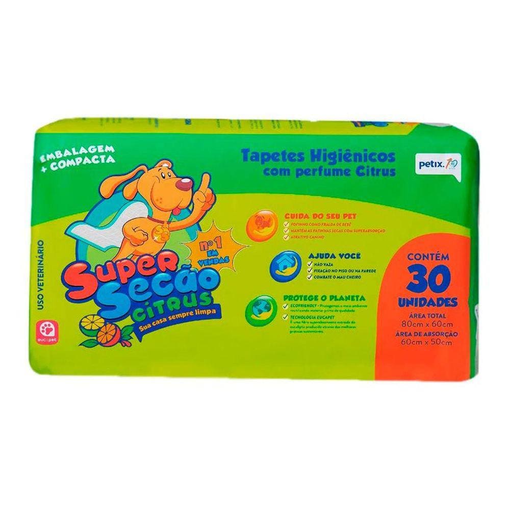 Tapete Higienico Cães Super Secão Citrus Petix C/30 Unidades