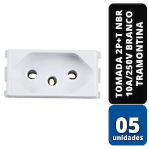 KIT C/ 05 Tomada 2P+T NBR 10A/250V Branco - TRAMONTINA