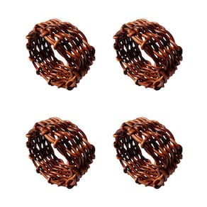 Conjunto 4 Anéis para Guardanapo de Plástico Rattan 4,5cm 1522 - Lyor