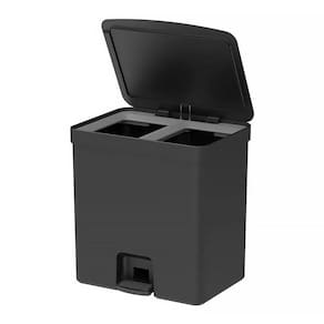 Lixeira de Pedal Trium 20 Litros com Duplo Compartimento Preto LX4250 - Ou