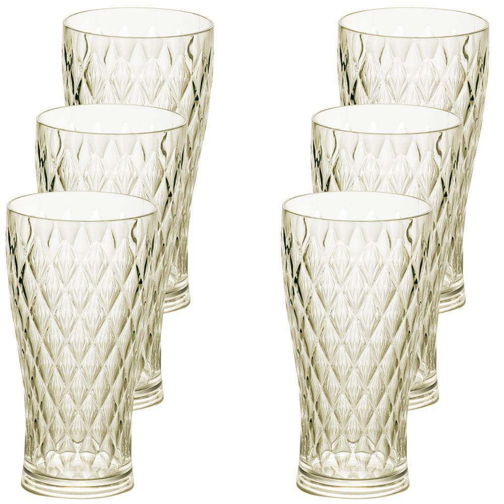 Copo de Plástico 500ml Cristal Glamour âmbar com 6 unidades Plasutil ref.14205