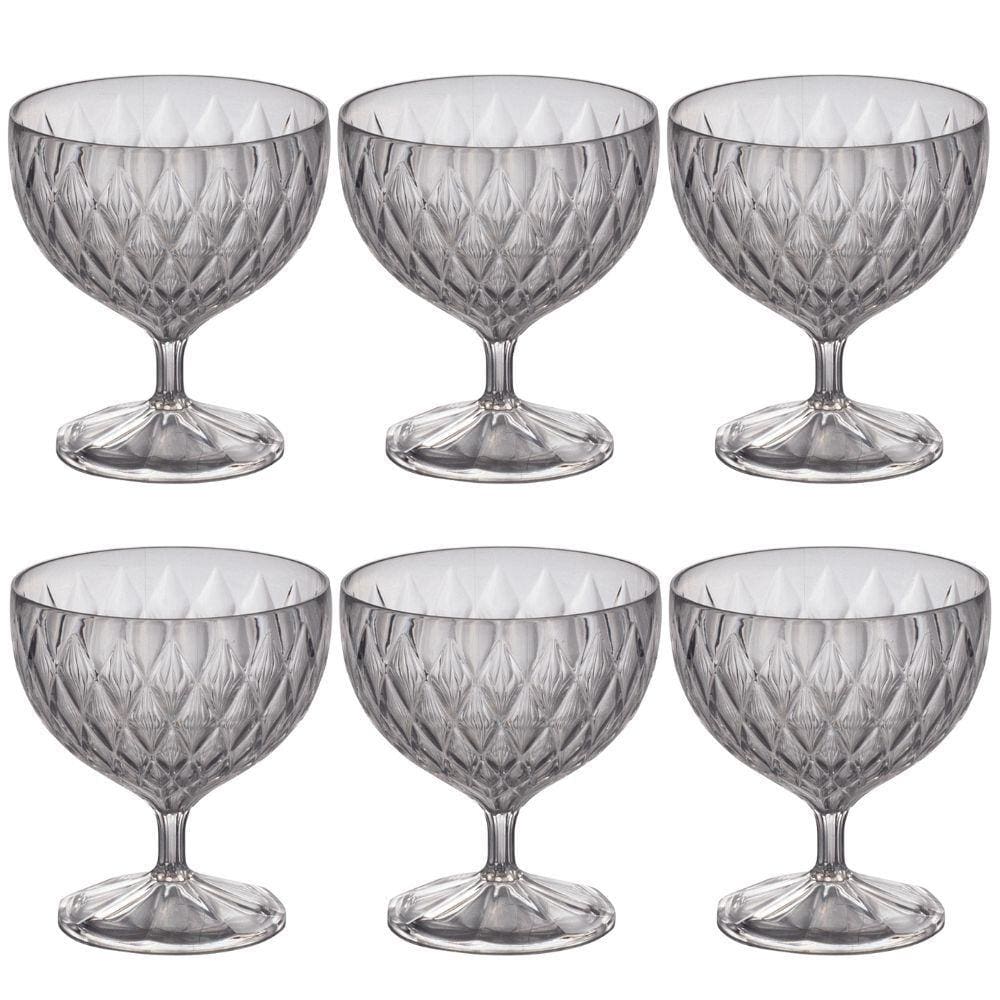 Taça de Plástico para Sobremesa 350ml Cristal Glamour Incolor com 6 unidades Plasutil ref.14252
