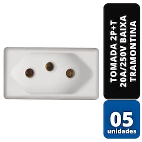 KIT C/ 05 Tomada 2P+T 20A/250V Baixa Tramontina