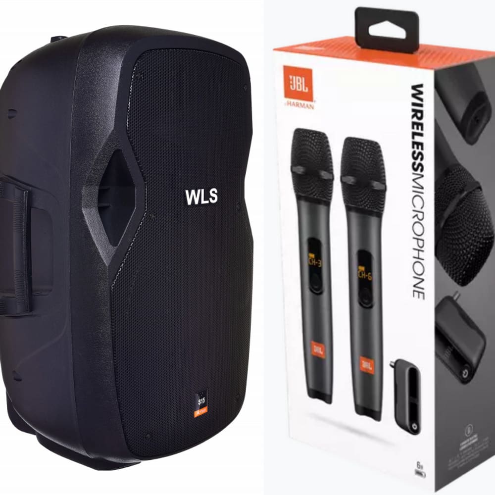 Caixa WLS S15 Ativa Bluetooth + 2 Microfones sem fio JBL