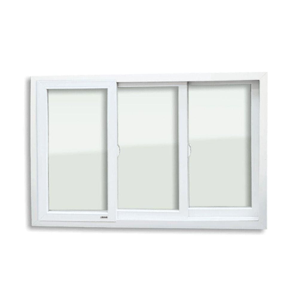 Janela de PVC 120x150cm 3 Folhas com Vidro Liso ITEC Brimak Branco