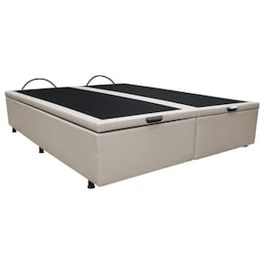 Base Box Baú para Cama Casal Queen 158x198cm Bipartido Liz S05 Sintético Bege - Mpozenato