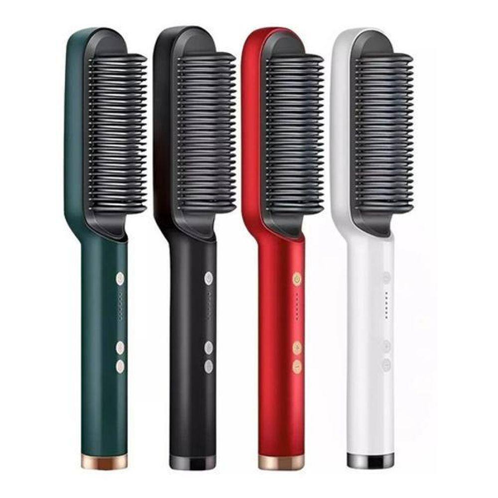 Escova De Cabelo Alisadora Eltrica Pente Alisador Verde