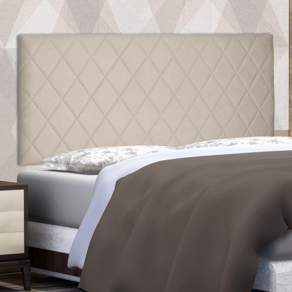 Cabeceira Suspensa Solteiro 90cm Suede Esmeralda Spezzia Bege