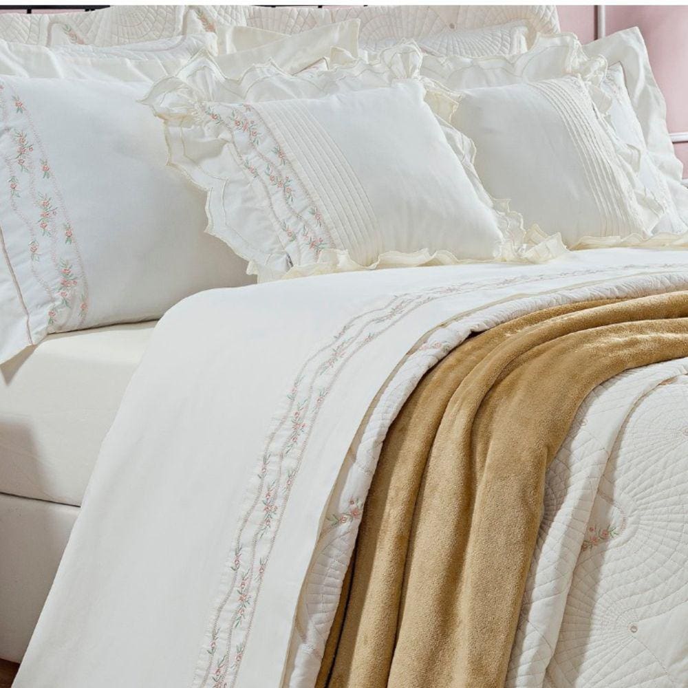 Jogo de Cama King Lisse 4 Peças Percal 200 Fios Bernadete Casa Palha