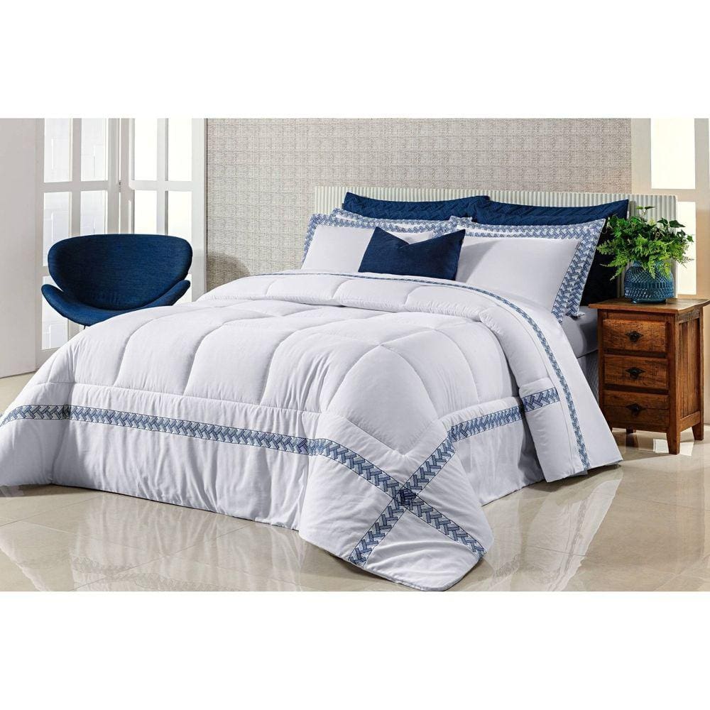 Edredom Queen 280x260cm Percal 200 Fios Luke Bernadete Casa Azul