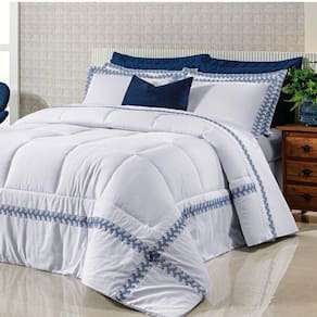 Edredom Casal 260x240cm Percal 200 Fios Luke Bernadete Casa Azul