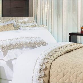 Jogo de Cama Casal Maiori 4 Peças Percal 200 Fios Bernadete Casa Bege