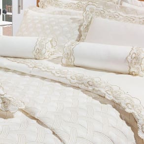 Jogo de Cama King Amande 4 Peças Percal 200 Fios Bernadete Casa Palha