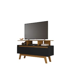 Rack Rubi 1.2 Cinamomo/Preto Fosco – Bechara Móveis