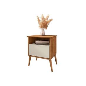 Mesa De Cabeceira Cancun Naturalle/Off White – Bechara Móveis