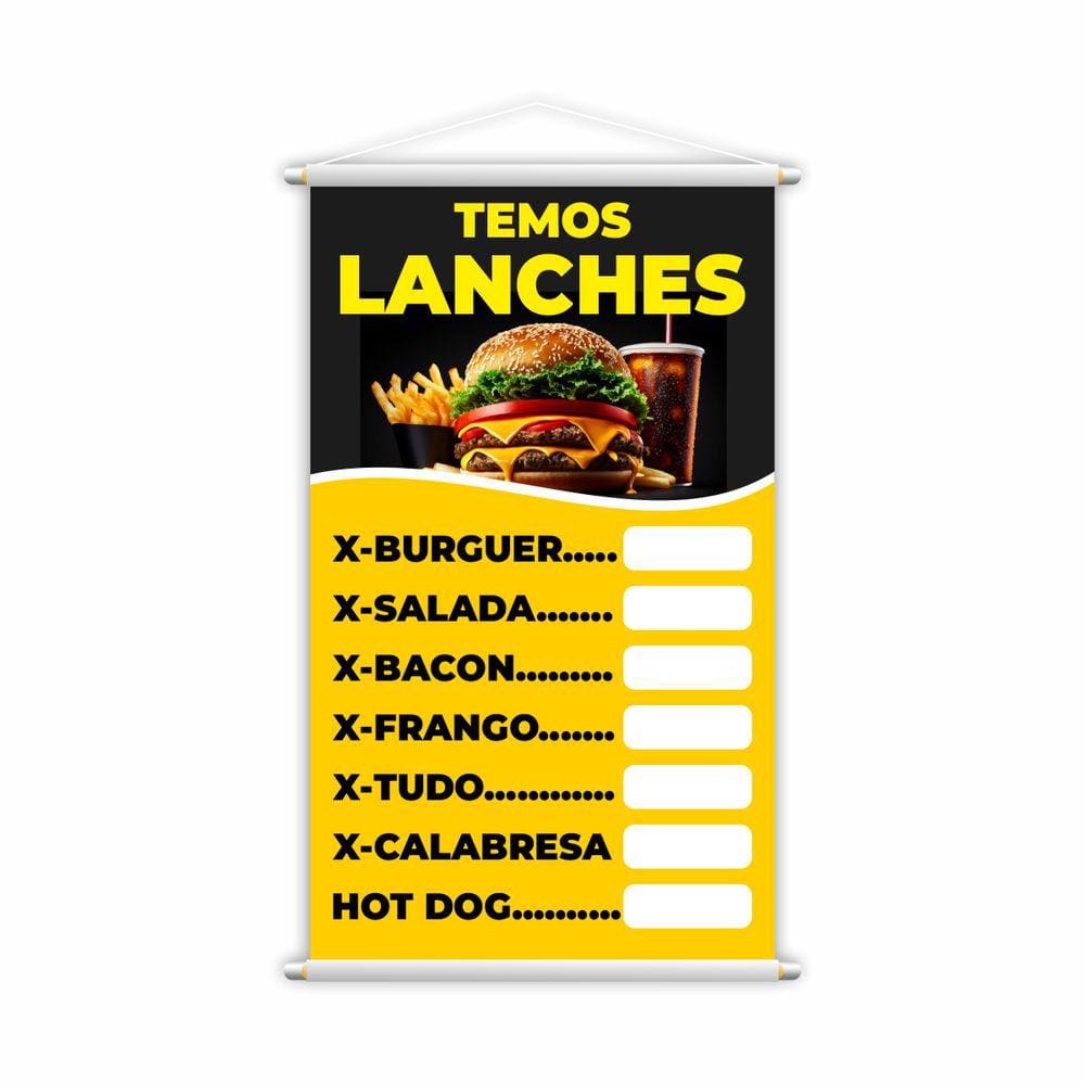 Banner Temos Lanches Xis Hamburguer Comida Preço Grande