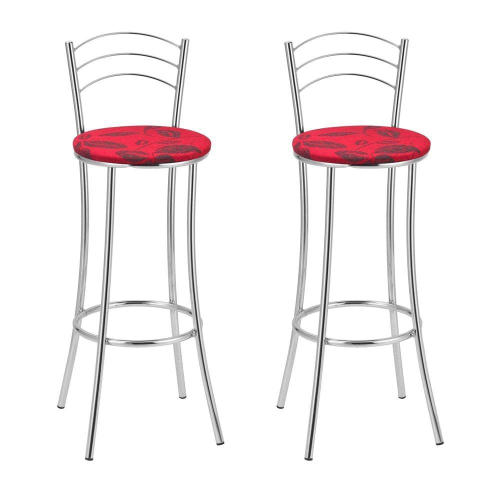 Kit 2 Banquetas Cromadas Bc26-a E502 Cromado/Vermelho