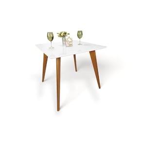 Mesa de Jantar Tampo com Vidro Quadrada 90x90cm Slim Branco