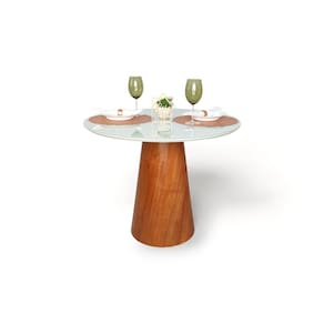 Mesa de Jantar Cone Redonda Vidro Cairo Branco