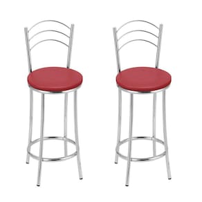 Kit 2 Banquetas Bc26-c A107 Cromada/Vermelho