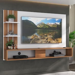Painel Para TV até 42 Polegadas 2 Nichos Branco/Nogal