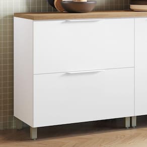 Balcão 1 Porta 1 Gaveta Marquesa 80cm 100% MDF Branco/Marrom
