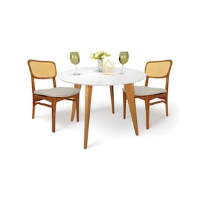 Mesa de Jantar Tampo com Vidro Redonda 90x90cm Slim Branco