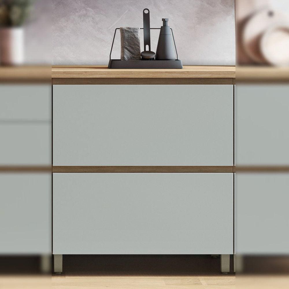 Balcão 1 Porta Basculante 1 Gaveta 80cm 100% MDF Rainha Marrom/Verde