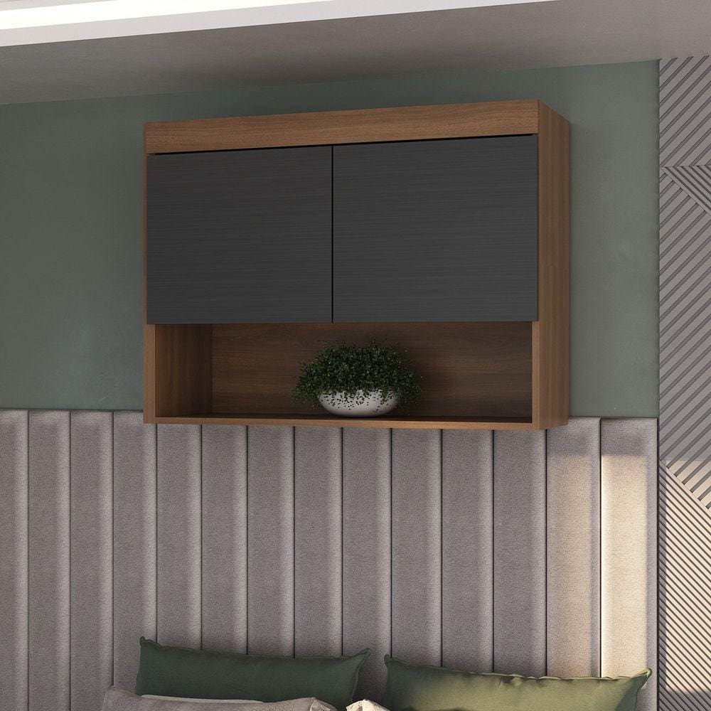 Módulo Aéreo 2 Portas Viena Nogal/Grafite