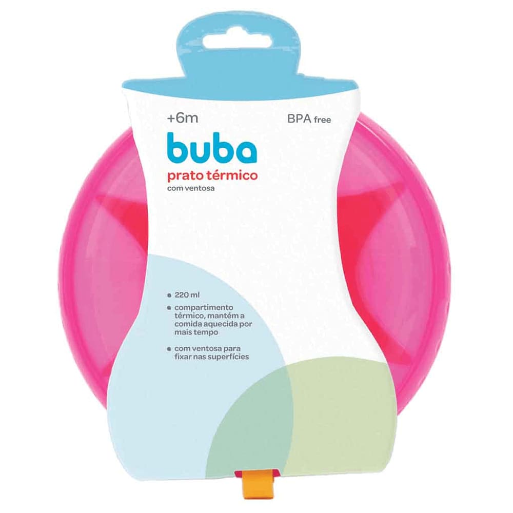 Prato Infantil Rosa Térmico Com Ventosa Buba