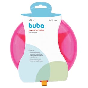 Prato Infantil Rosa Térmico Com Ventosa Buba