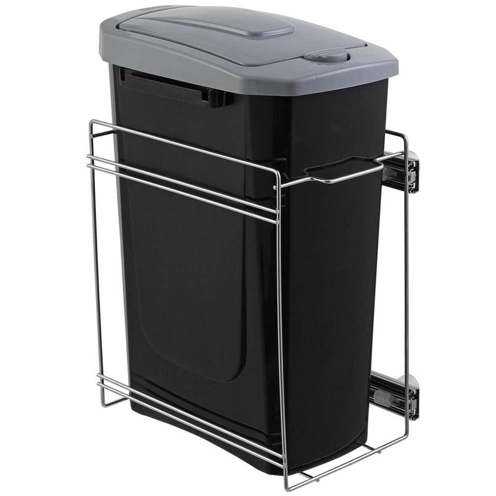 Lixeira 15L Preta com Tampa Click Deslizante de Embutir no Armário para Cozinha Masutti