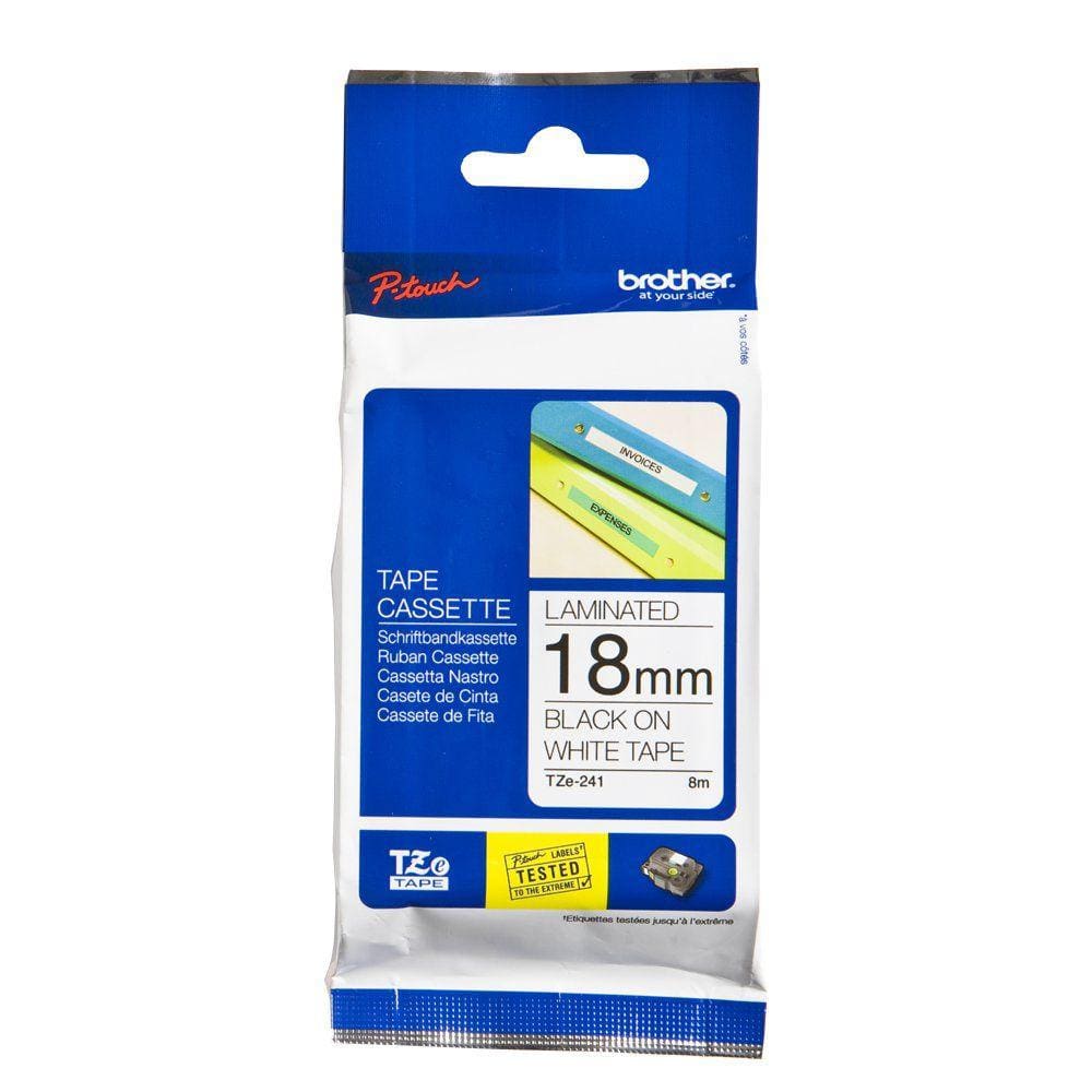Fita Brother TZE-241 18mm Preto/Branco
