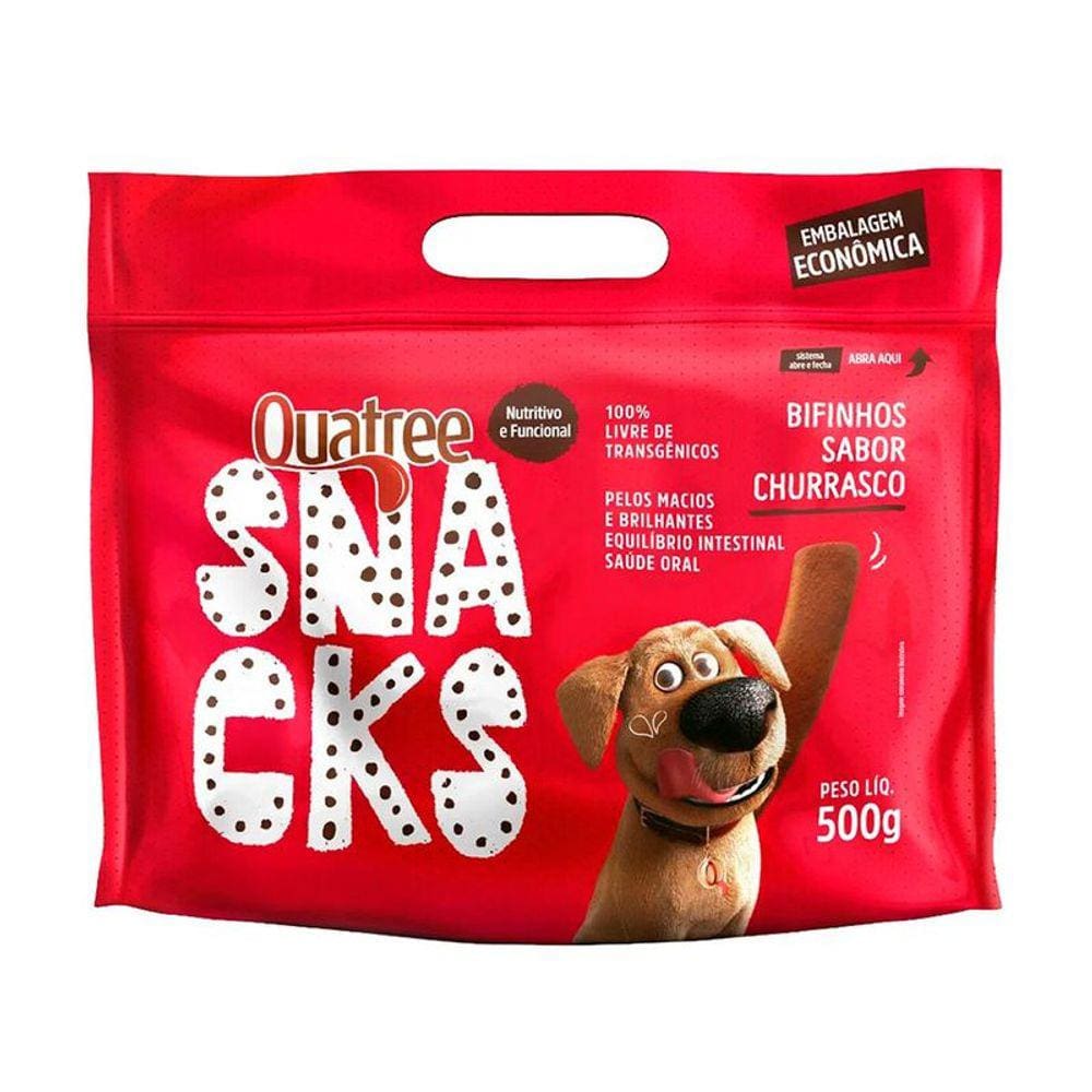 Snacks Quatree Bifinhos Caes  Sabor Churrasco 500Gr