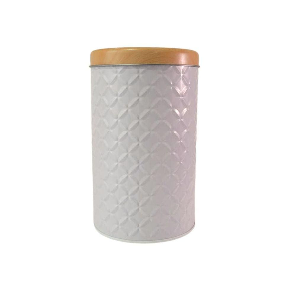 Lata de Mantimento Redonda 3D Tampa Bambu Metal 1kg