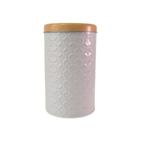 Lata de Mantimento Redonda 3D Tampa Bambu Metal 1kg