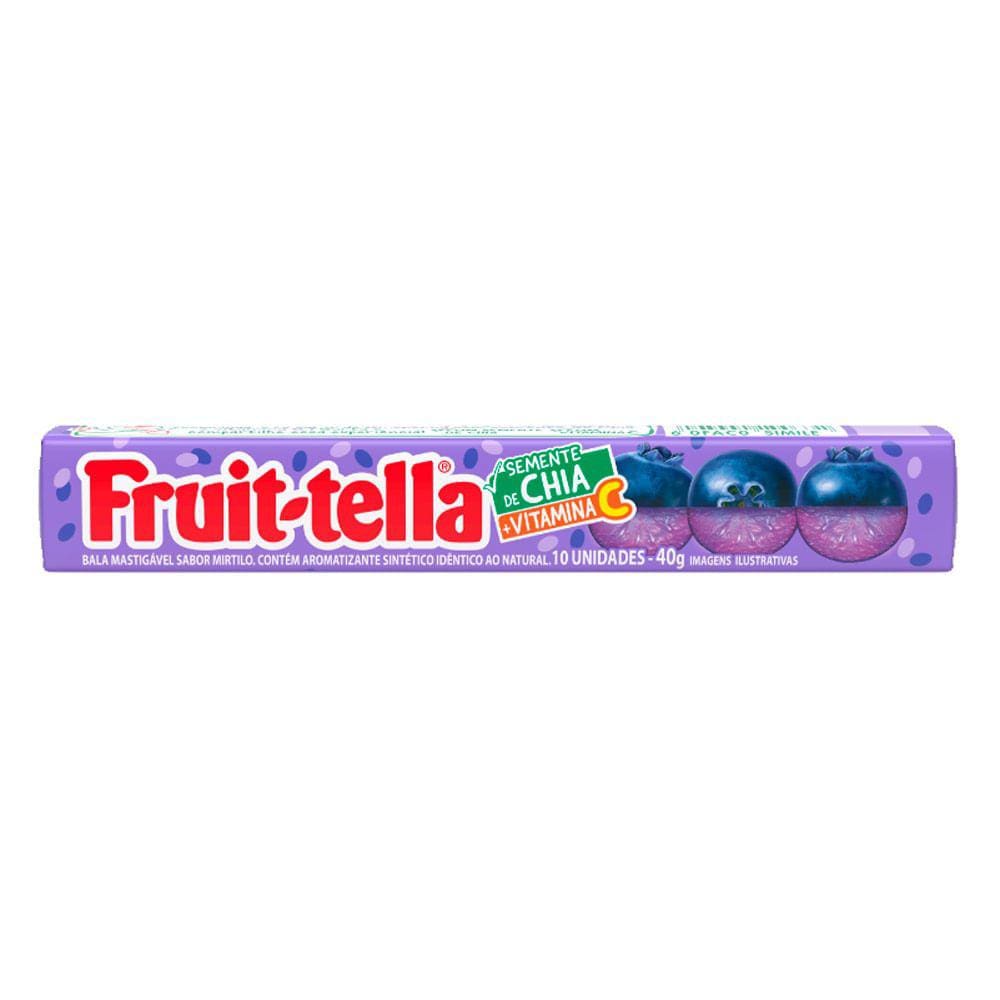 Bala Fruit-Tella Semente de Chia + Vitamina C Sabor Mirtilo 40g