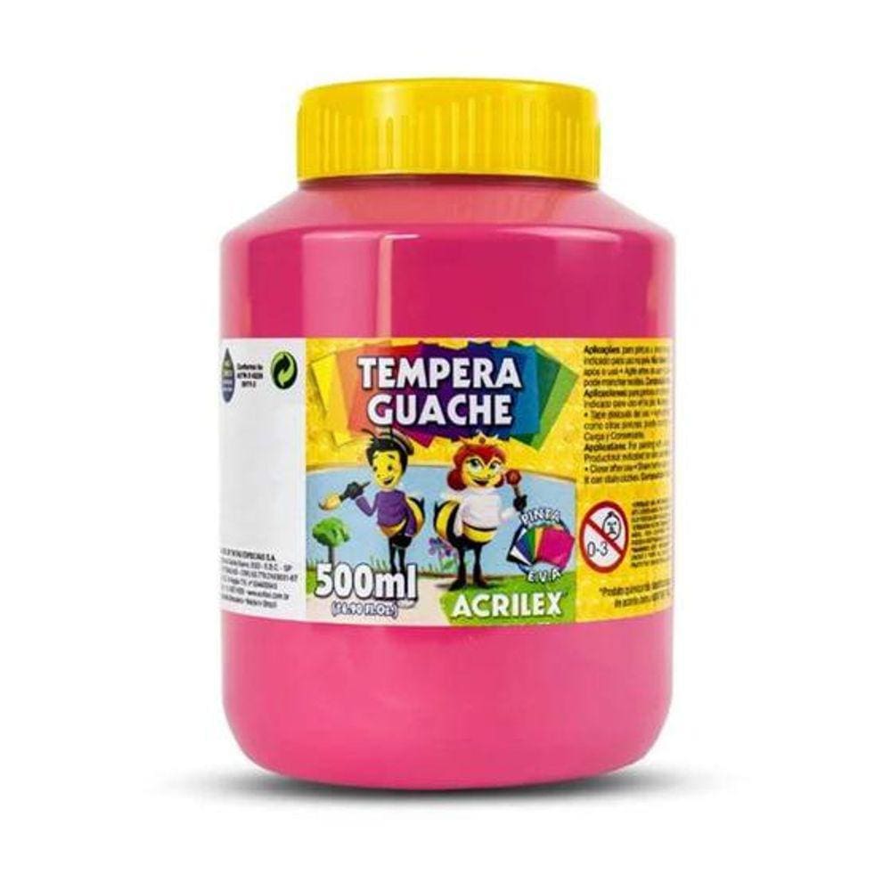 Tinta Guache Tempera Rosa 500 ML da Acrilex Ref 537