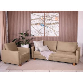 Conjunto Sofá 2,00 2 Lugares e Poltrona Plaza Marrom Claro - Straub Web